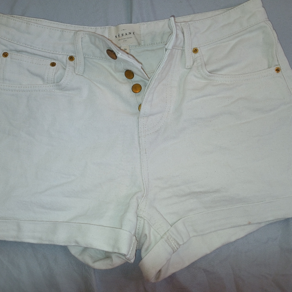 White Women's Shorts with Gold Accents